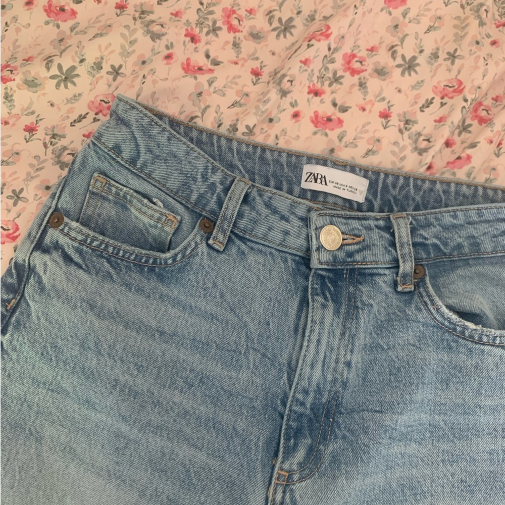 ZARA high waisted straight leg jeans.